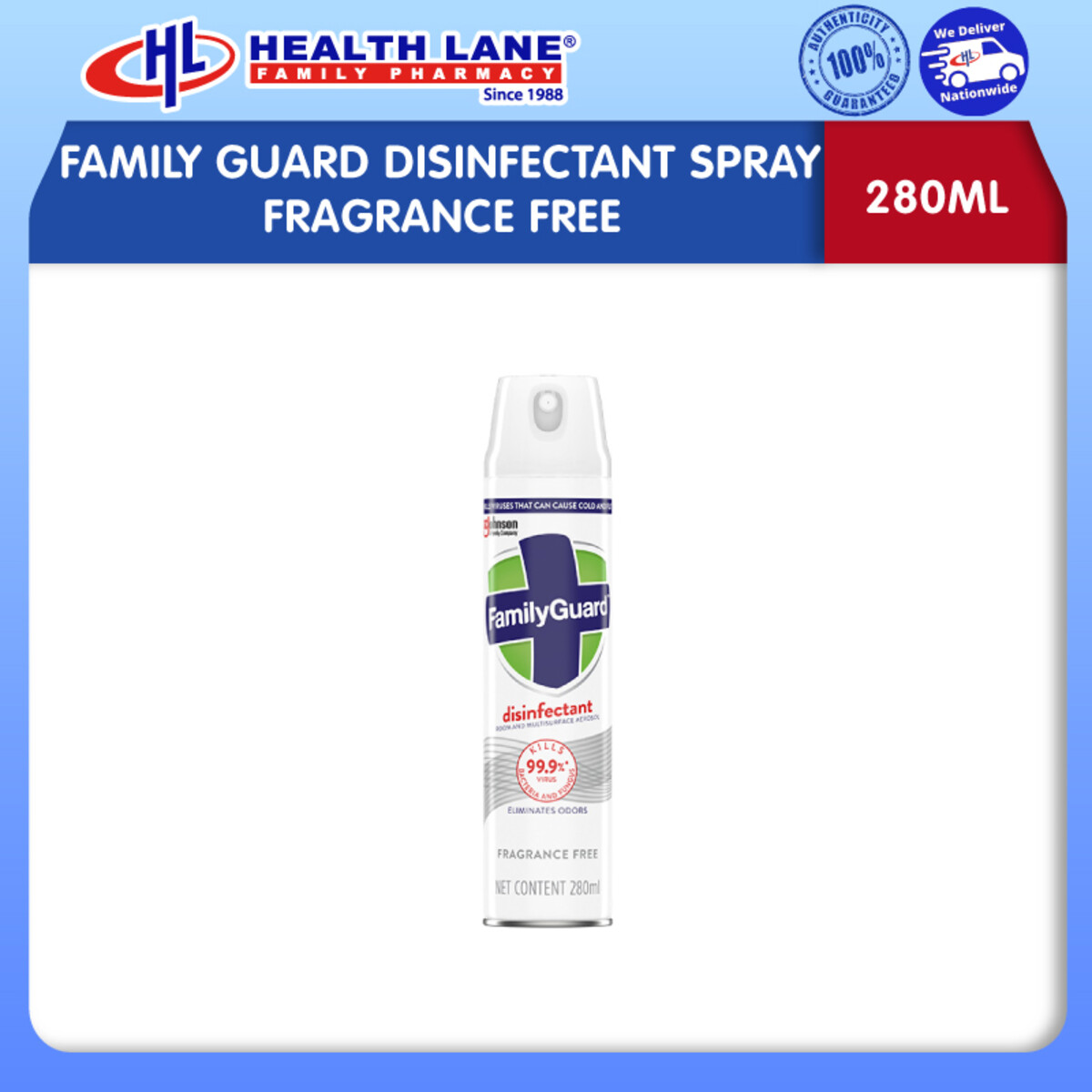FAMILY GUARD DISINFECTANT SPRAY- TANPA BAU (280ML)